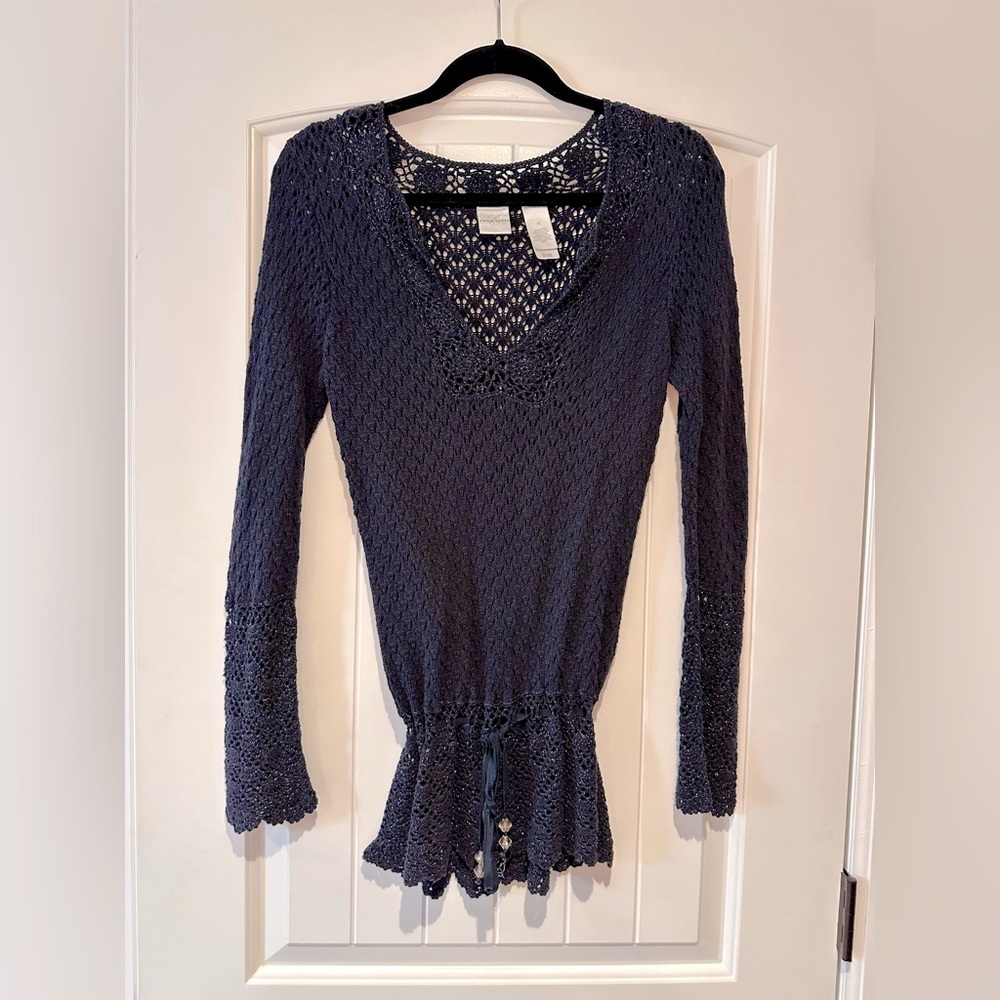Emma James V-neck sweater with tied waist